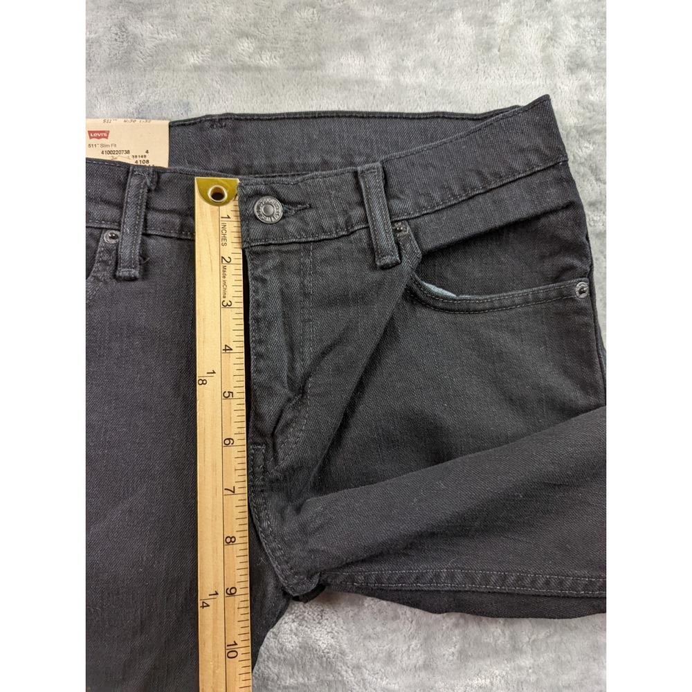 Levis 511 Jeans Mens 30x32 Black Slim Fit Tapered Stretch Denim Casual - Picture 5 of 9